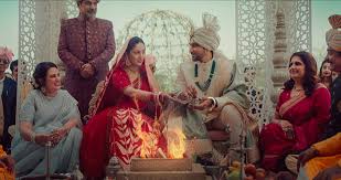 A vibrant Indian wedding scene filled with music, dance, and colorful decor, showcasing the essence of Dhoom Dhaam celebrations.